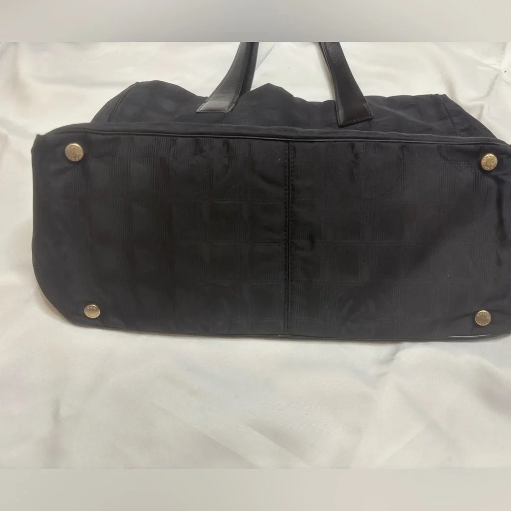 Chanel Travel Line Tote Bag Black Nylon Jacquard CC Logo